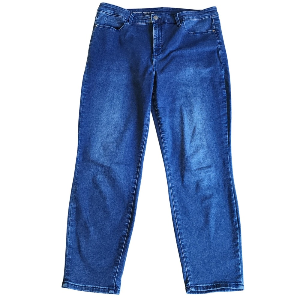 Talbots High-Waist Jeggins Crop Womens 12 Blue Solid Comfort